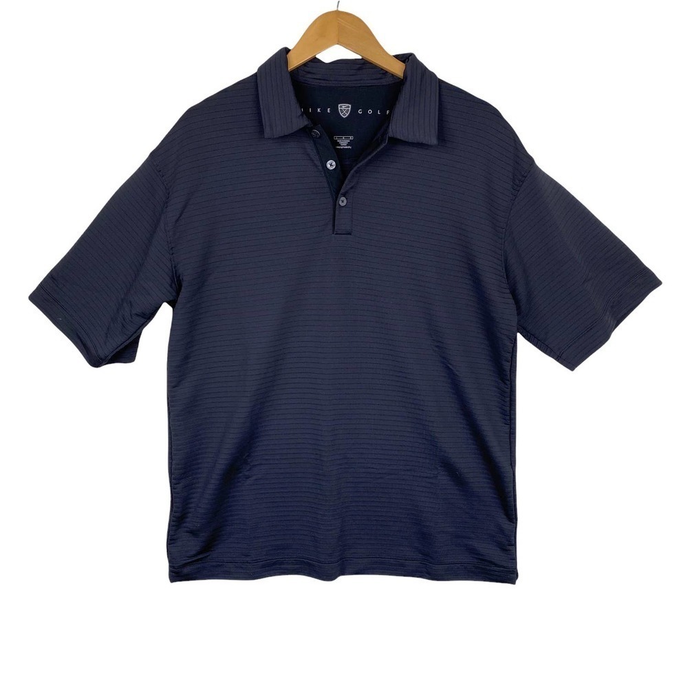 Men's Nike Black Ribbed Performance Golf Polo-Large